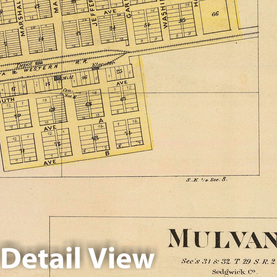 Historic Map : 1887 Cheney, Andale, Mulvane and Milan. - Vintage Wall Art
