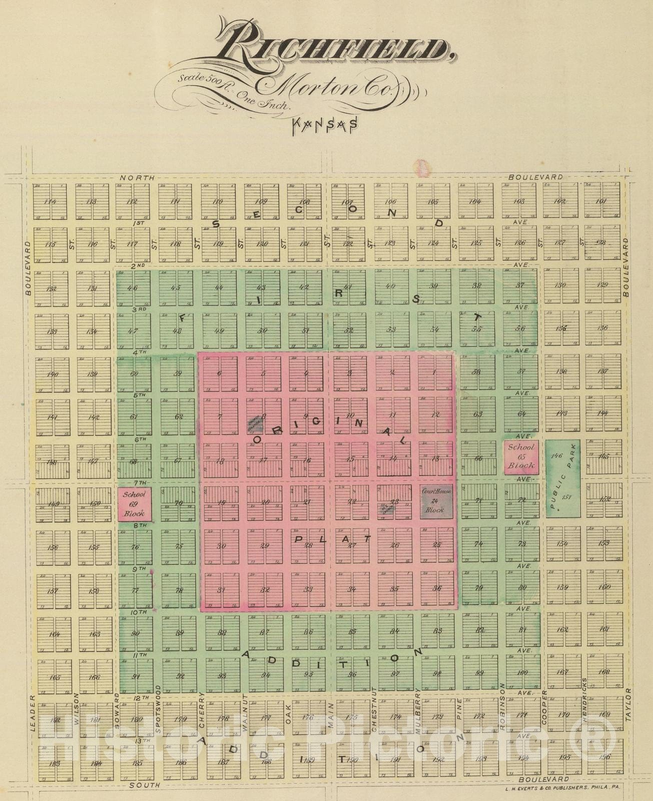 Historic Map : 1887 Richfield, Morton Co, Kansas. - Vintage Wall Art