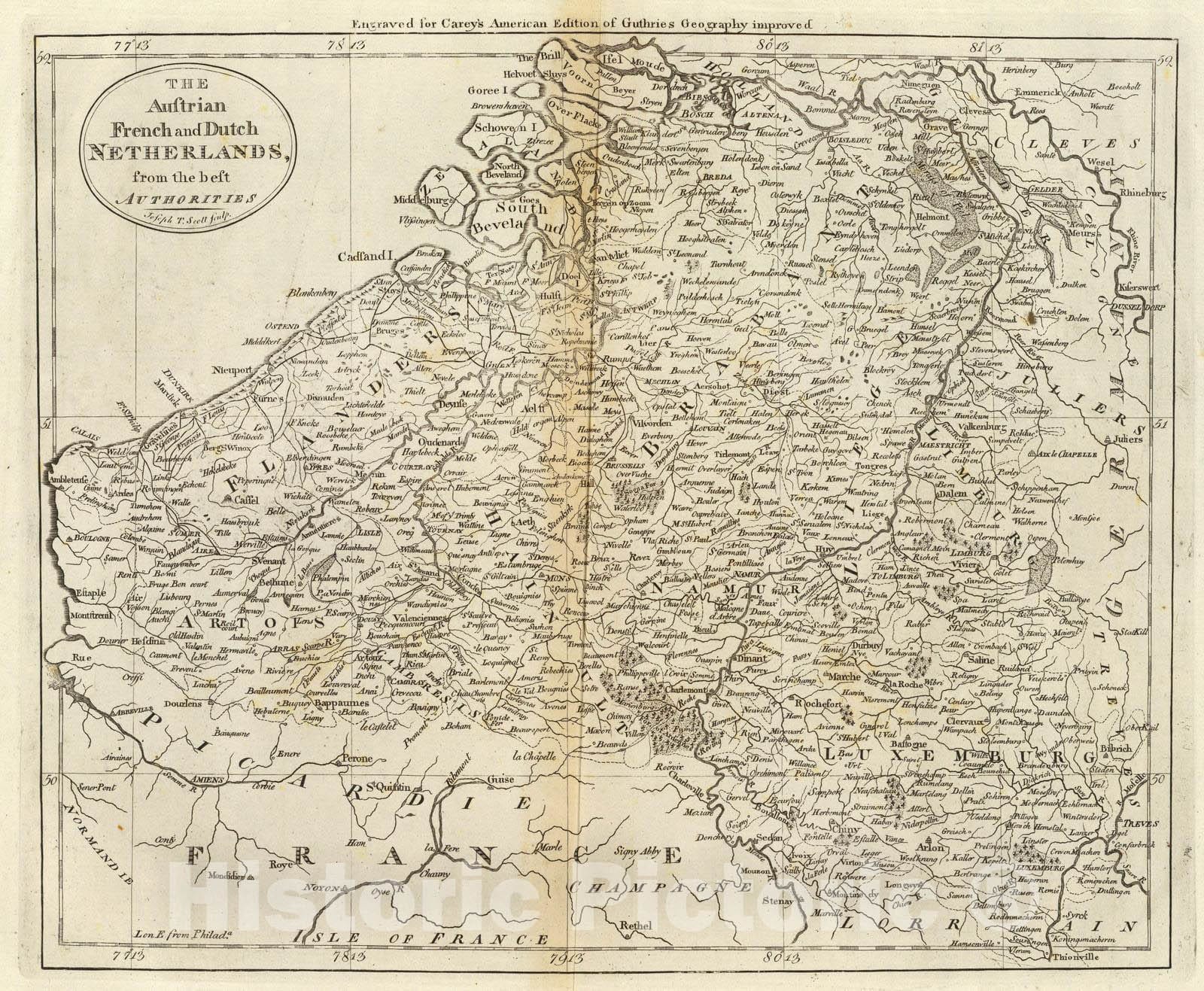 Historic Map : 1796 Austrian French and Dutch Netherlands. - Vintage Wall Art