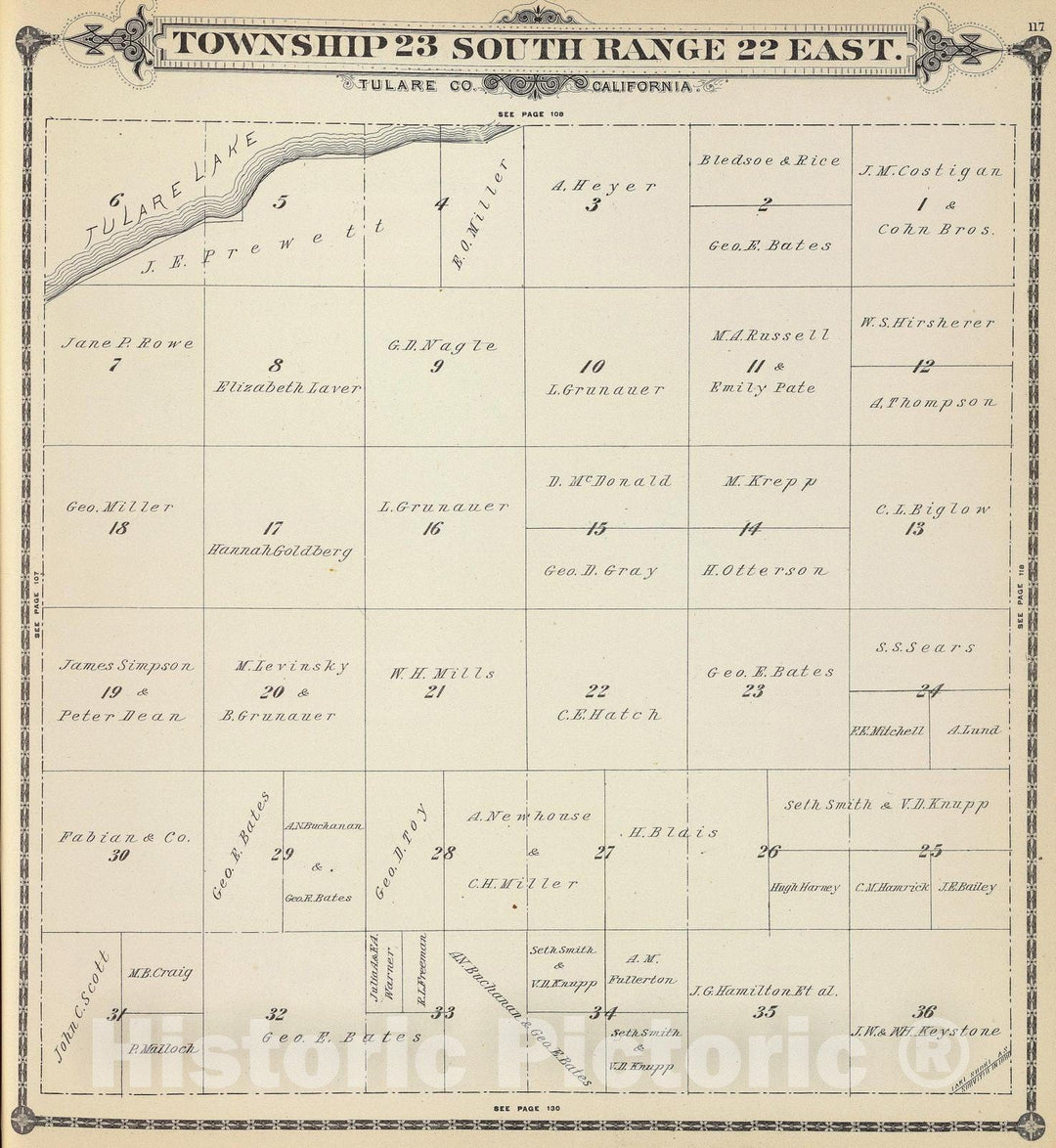 Historic Map : 1892 T.23S R.22E. - Vintage Wall Art