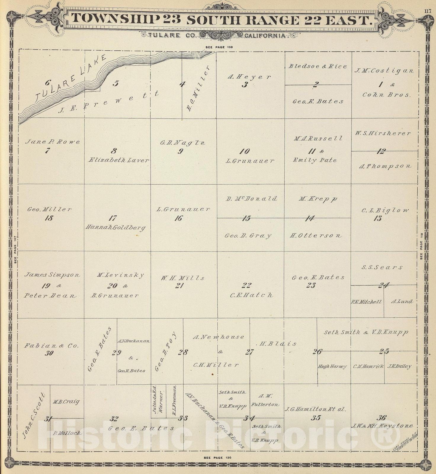 Historic Map : 1892 T.23S R.22E. - Vintage Wall Art