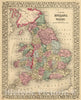 Historic Map : 1870 England and Wales : Vintage Wall Art