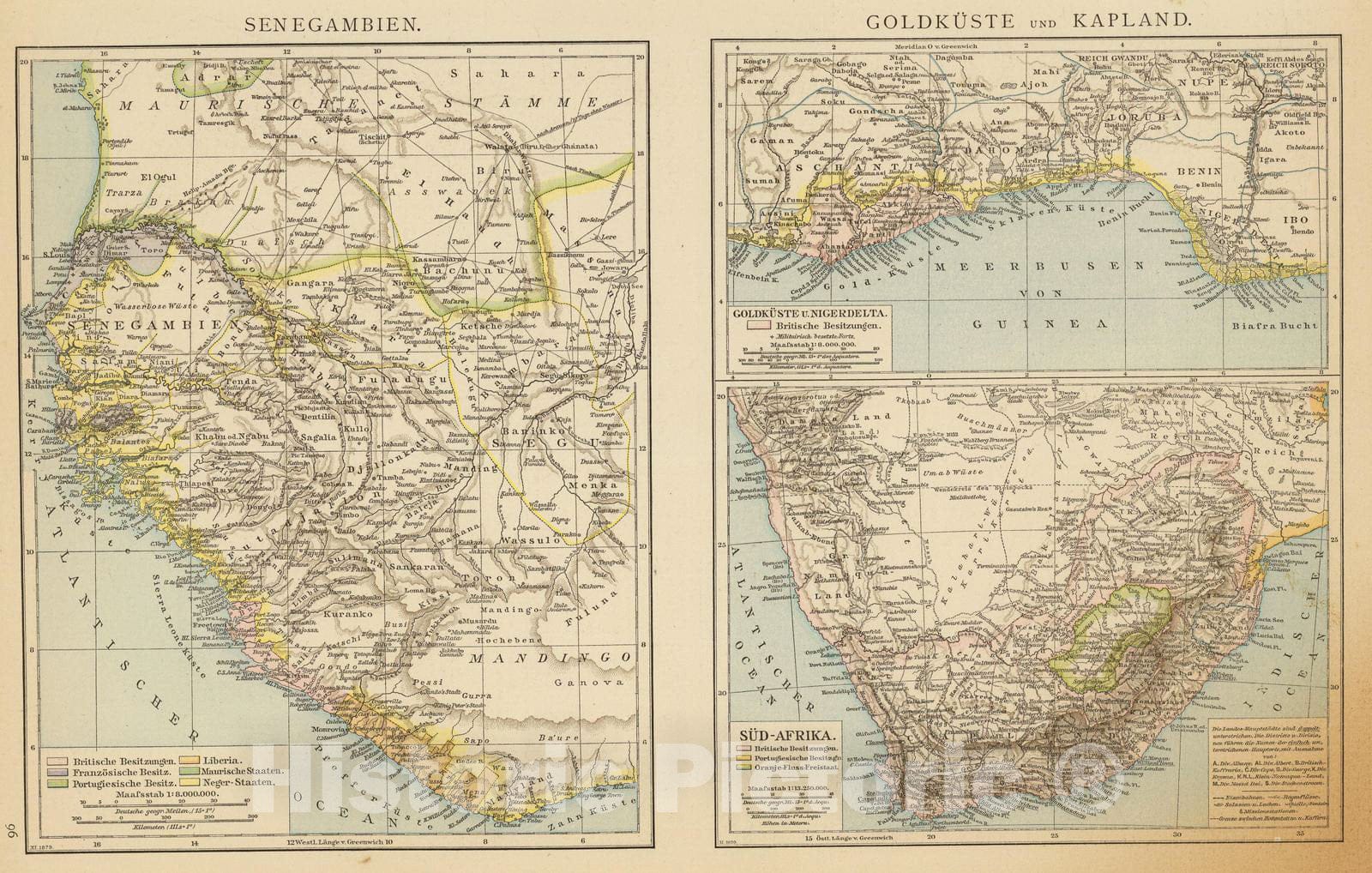 Historic Map : 1881 Senegambien, Goldkuste, Kapland. - Vintage Wall Art