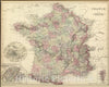 Historic Map : 1884 France. - Vintage Wall Art