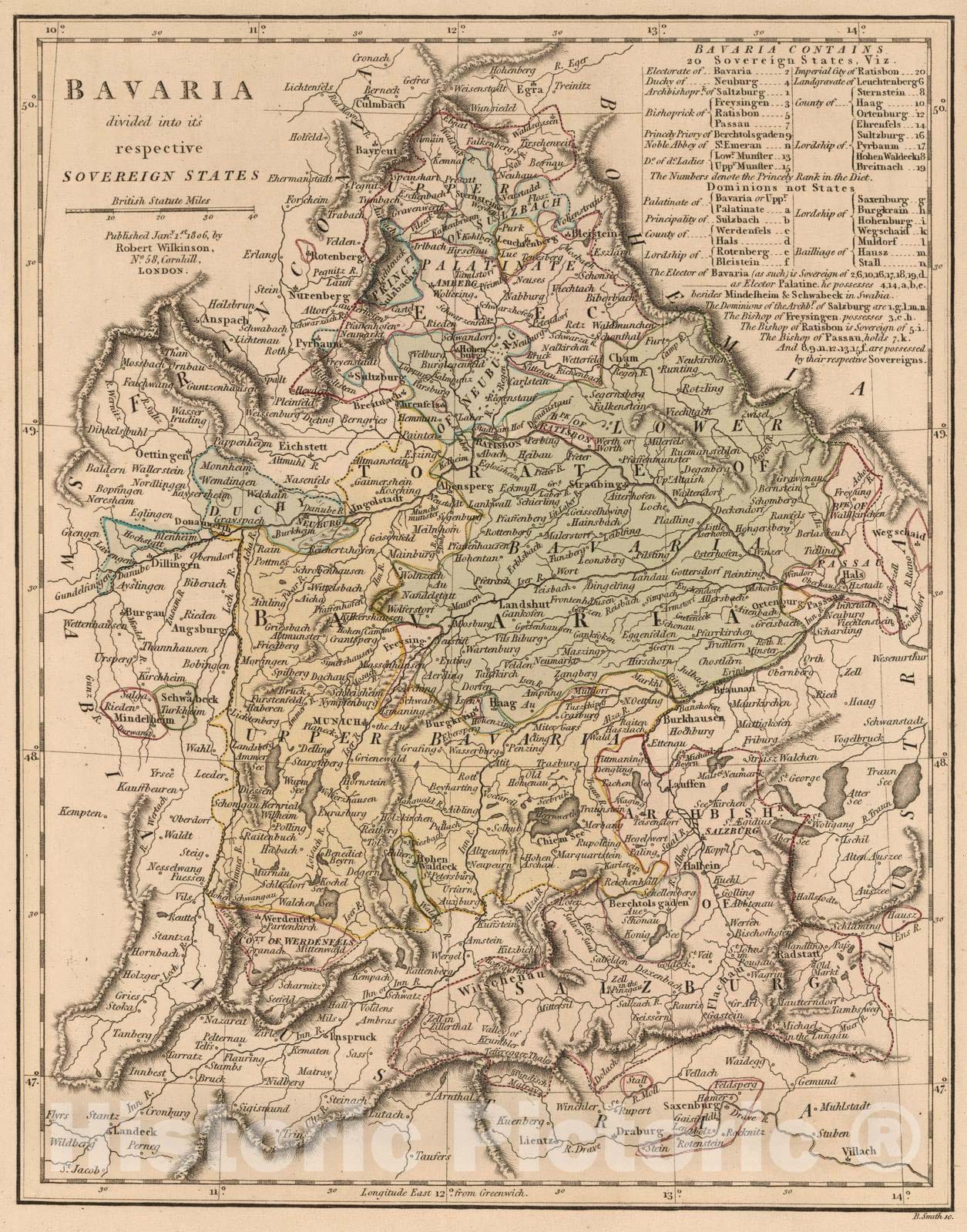 Historic Map : 1806 Bavaria, (Southern Germany). v1 - Vintage Wall Art