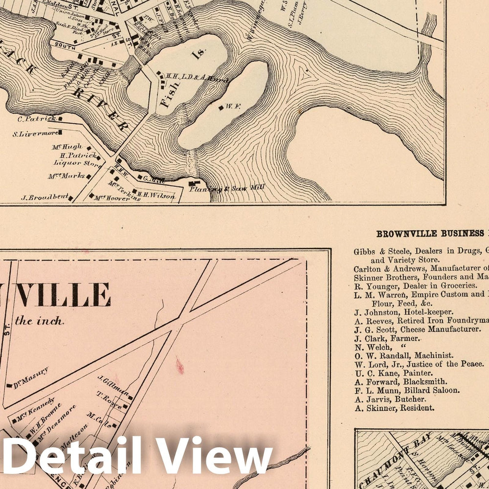 Historic Map : 1864 Dexter. Brownville. Chaumont, New York. - Vintage Wall Art