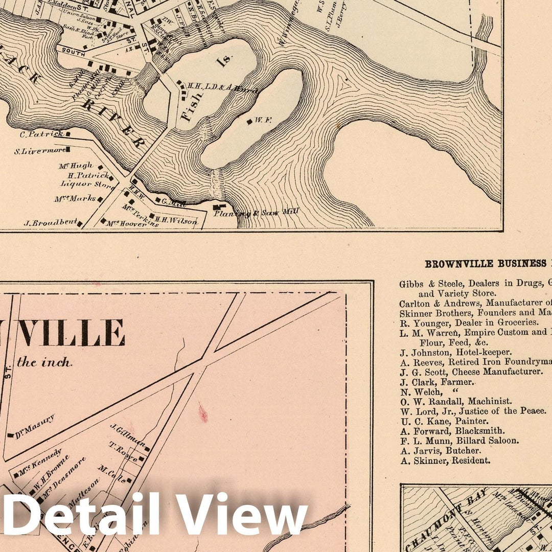 Historic Map : 1864 Dexter. Brownville. Chaumont, New York. - Vintage Wall Art