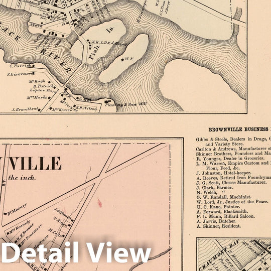 Historic Map : 1864 Dexter. Brownville. Chaumont, New York. - Vintage Wall Art