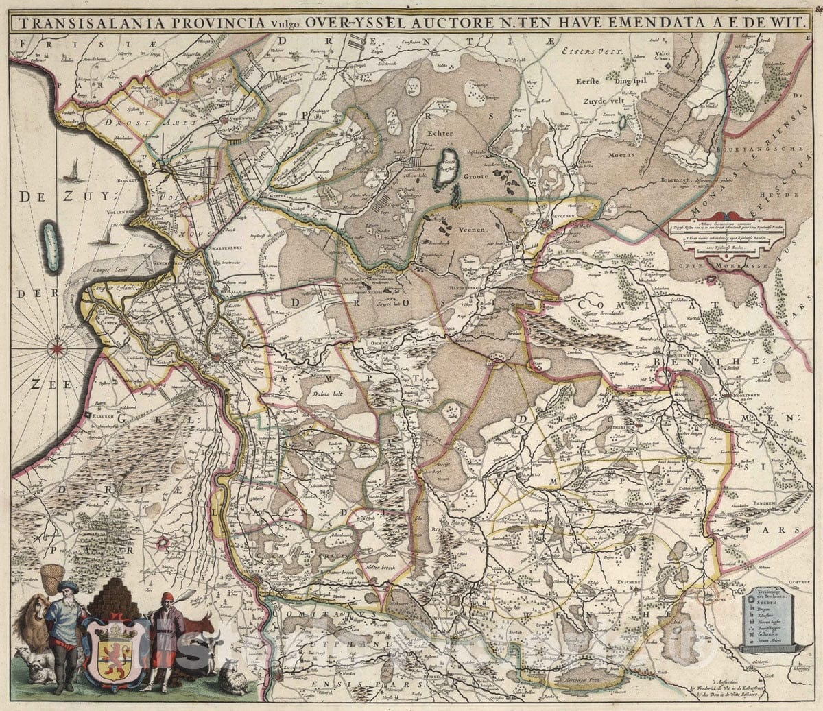 Historic Map : Netherlands, 1682 Transisalanta Provincia Vulgo Over-Yssel. , Vintage Wall Art