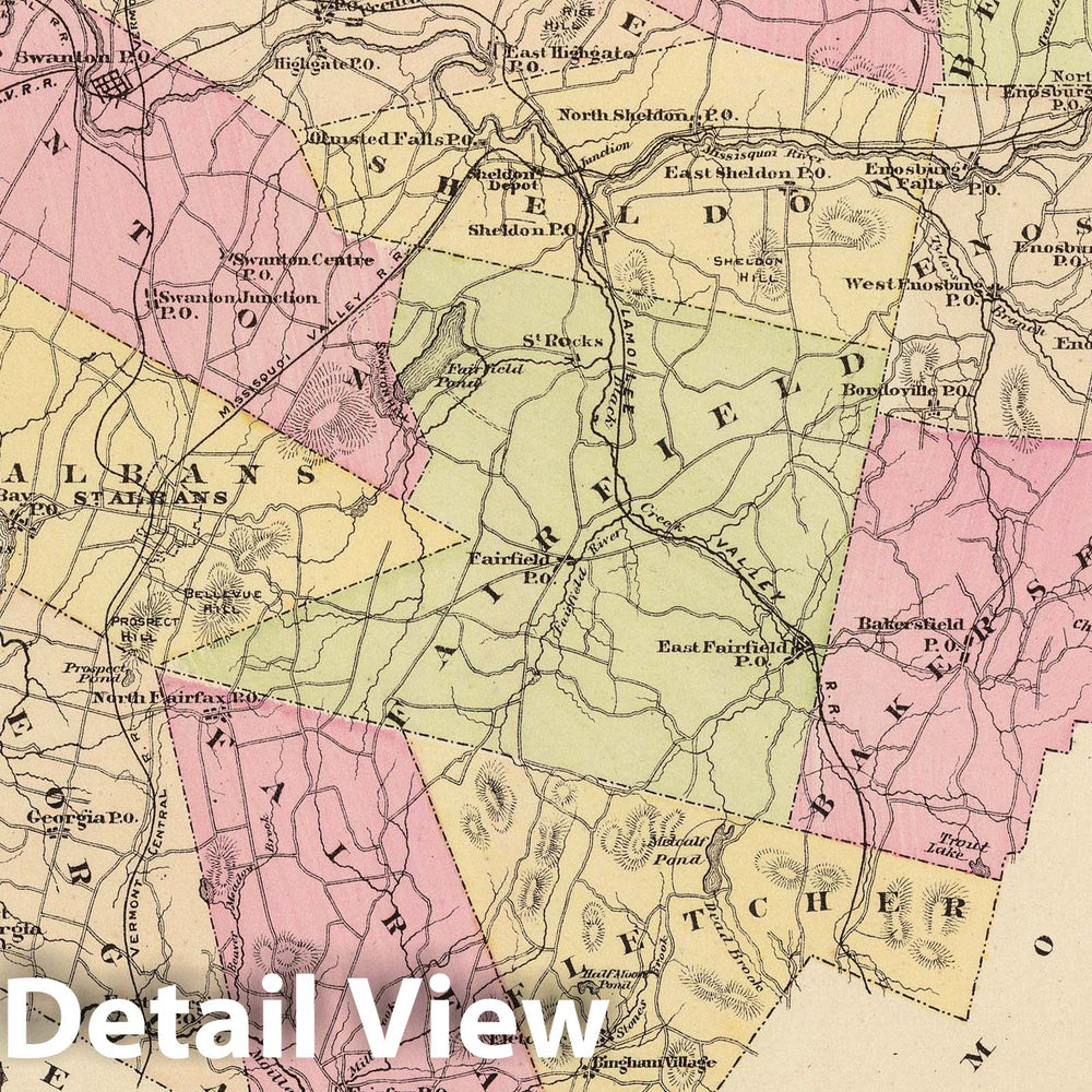 Historic Map : 1876 Plan of Grand Isle and Franklin cos, Vermont. - Vintage Wall Art