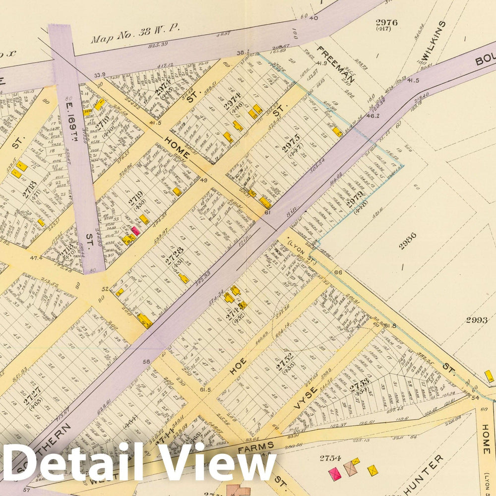 Historic Map : City Atlas - 1893 13, ward 23. - Vintage Wall Art