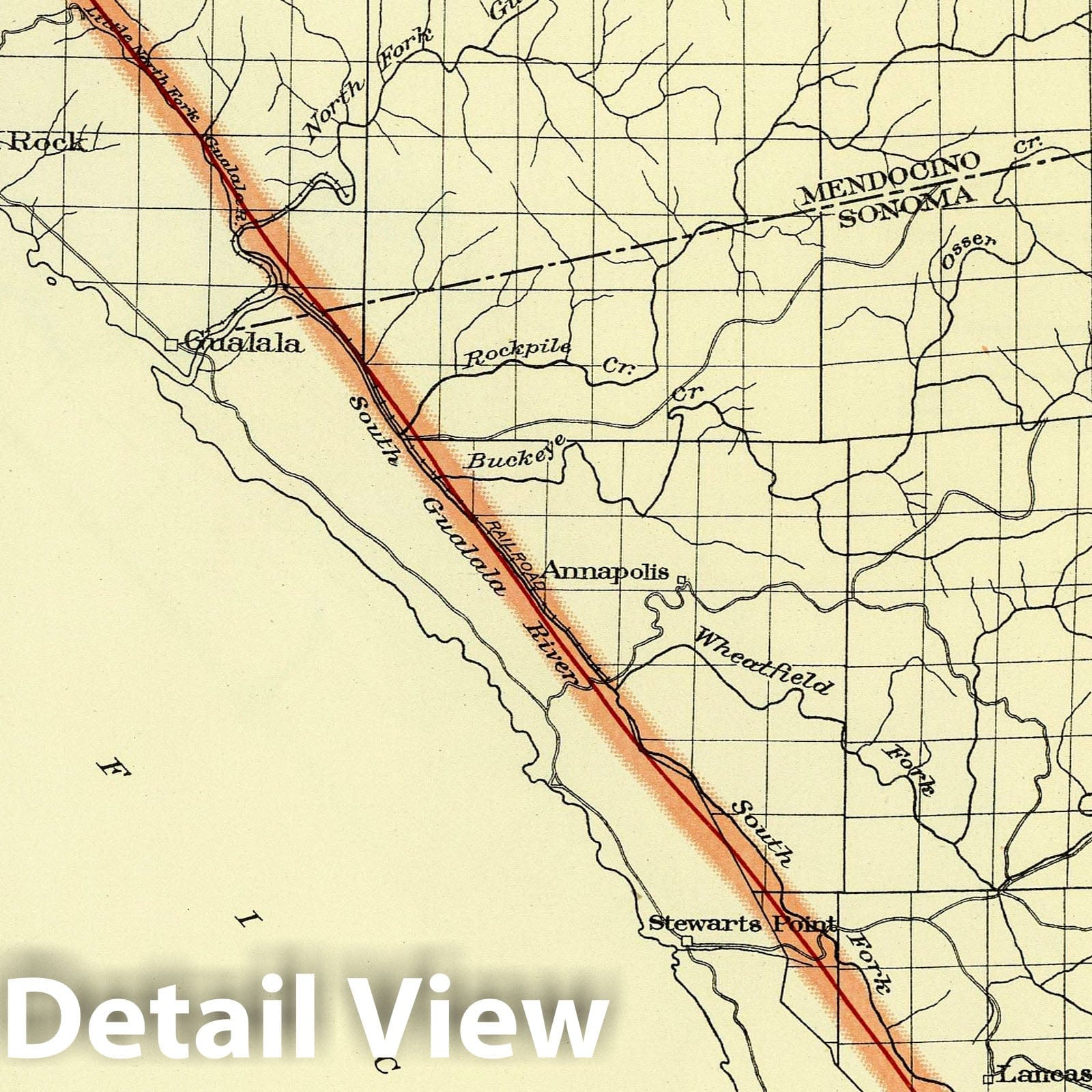 Historic Map : 1908 Coast of California showing San Andreas Rift. - Vintage Wall Art