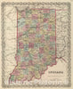 Historic Map : National Atlas - 1857 Indiana. - Vintage Wall Art