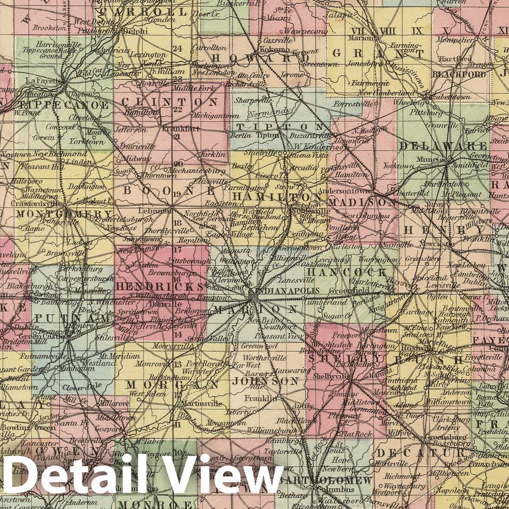 Historic Map : National Atlas - 1857 Indiana. - Vintage Wall Art