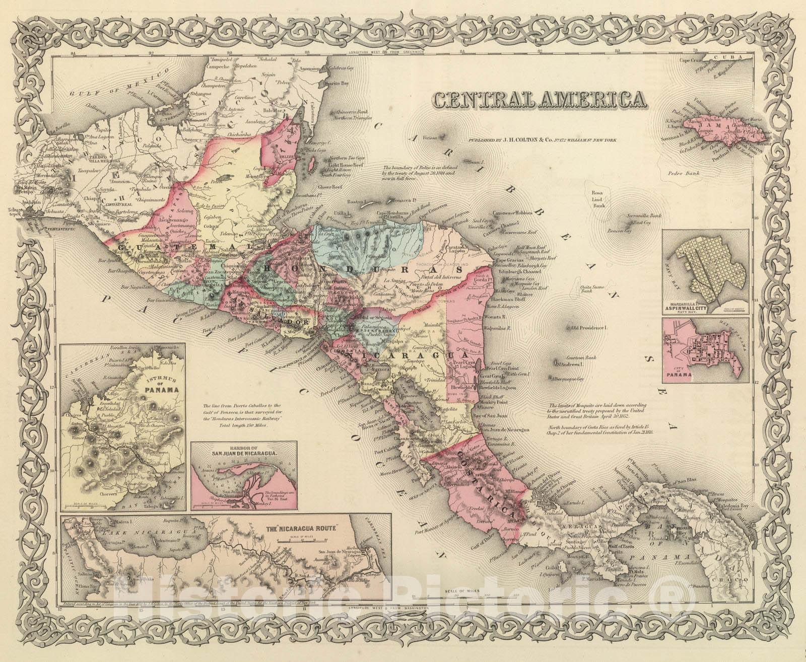 Historic Map : 1857 Central America. v3 - Vintage Wall Art