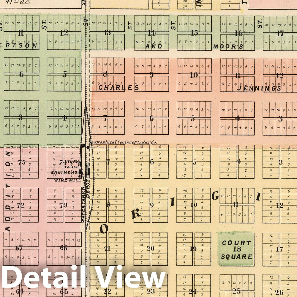 Historic Map : 1885 Tipton, County Seat of Cedar County, Iowa. - Vintage Wall Art