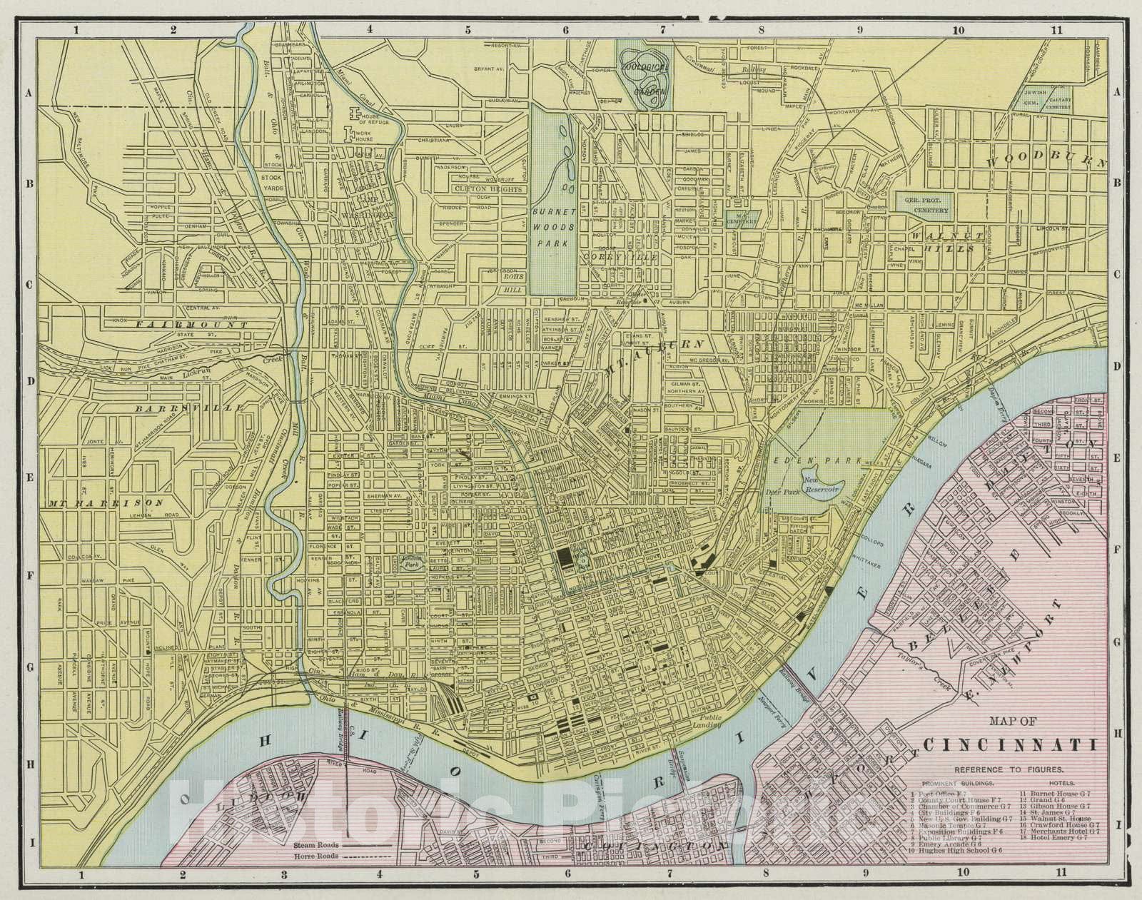 Historic Map : 1889 Map Cincinnati : Vintage Wall Art