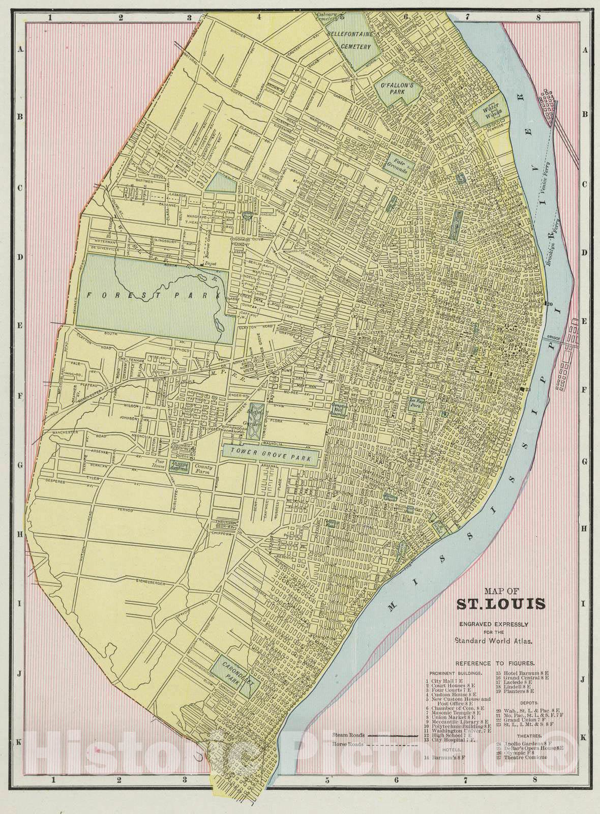 Historic Map : 1889 St. Louis : Vintage Wall Art