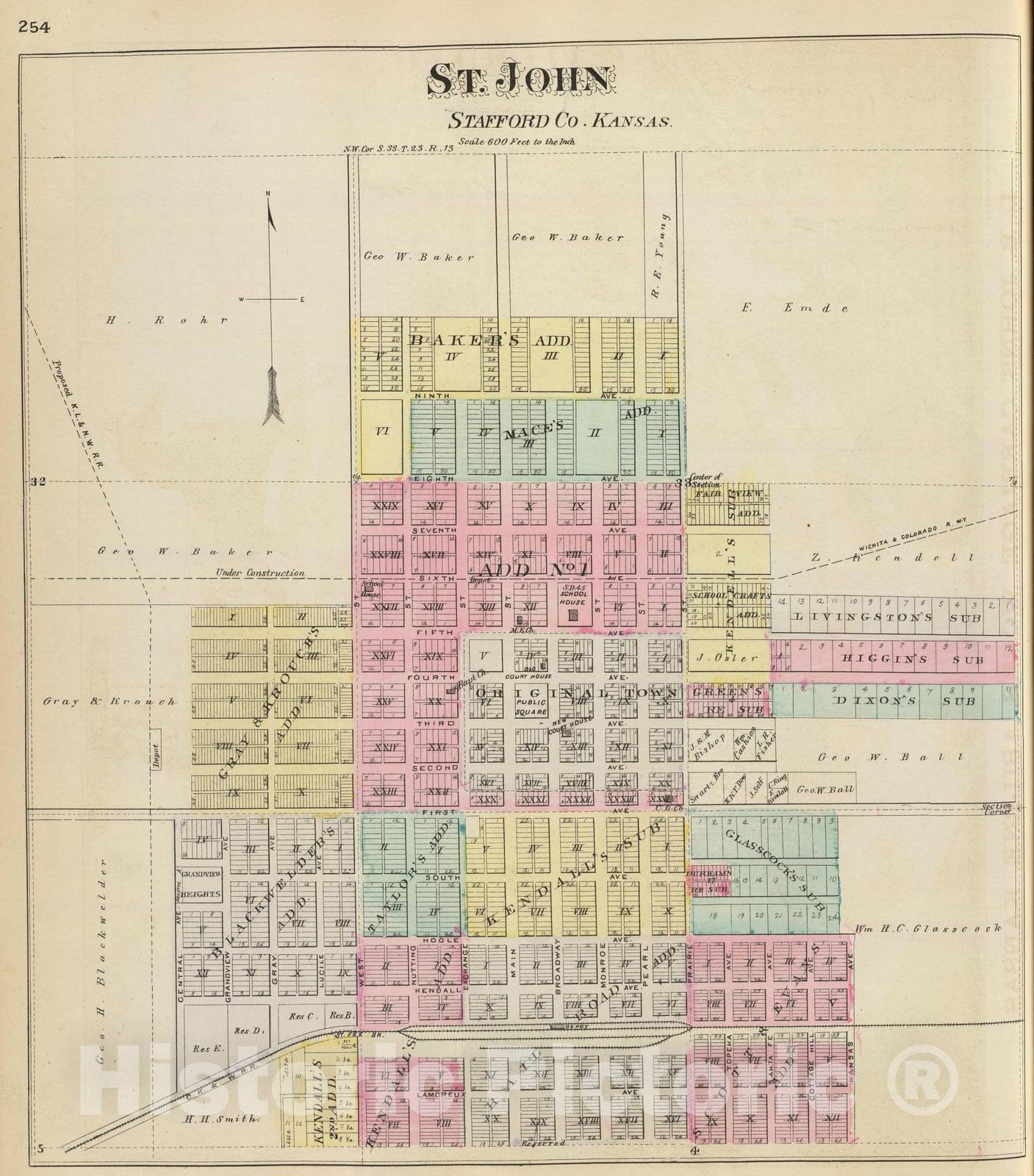 Historic Map : 1887 St. John, Kansas. - Vintage Wall Art