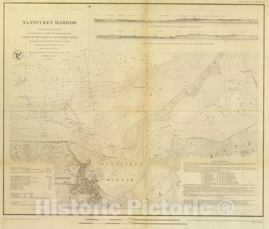 Historic Map : Chart Atlas - 1848 Nantucket Harbor. - Vintage Wall Art