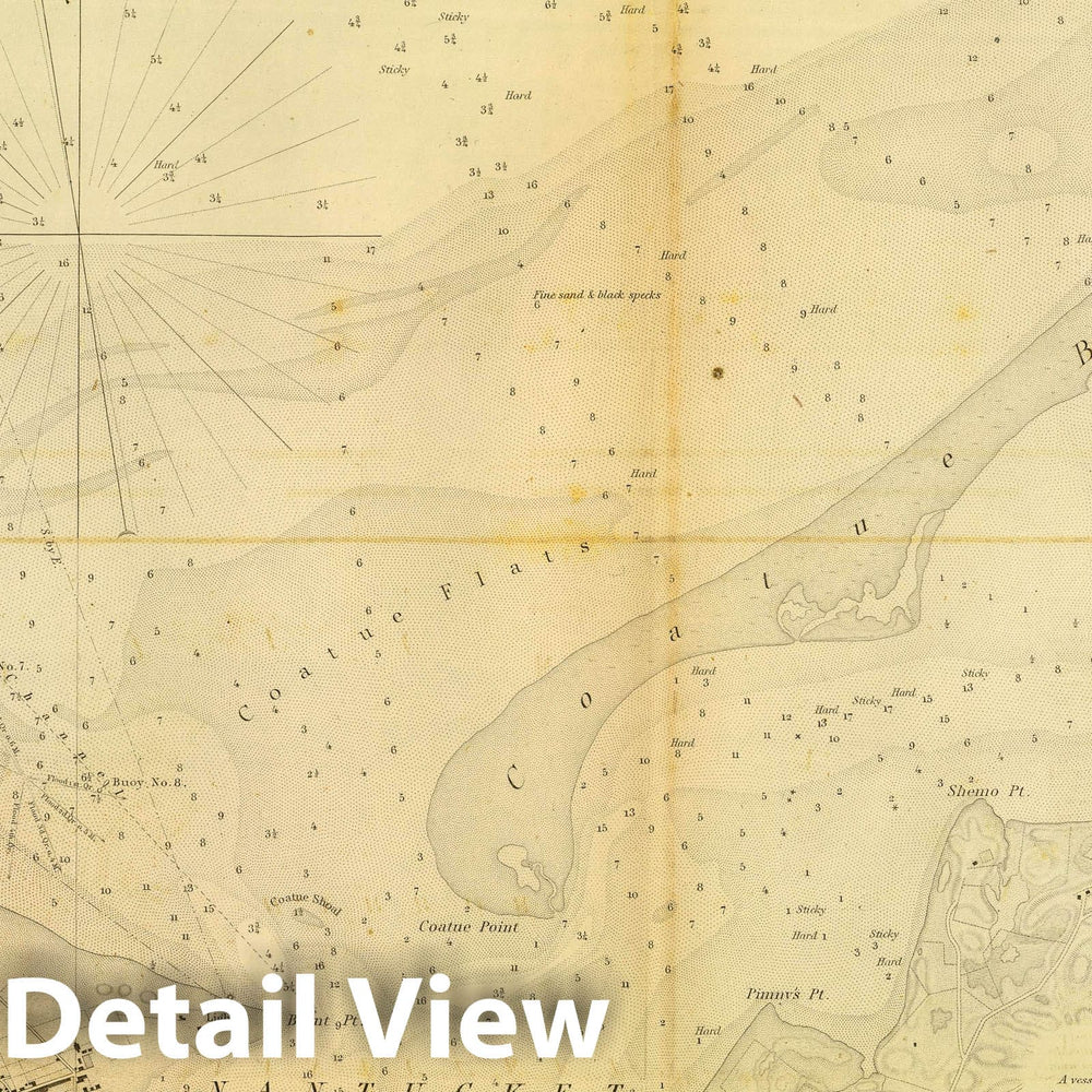 Historic Map : Chart Atlas - 1848 Nantucket Harbor. - Vintage Wall Art