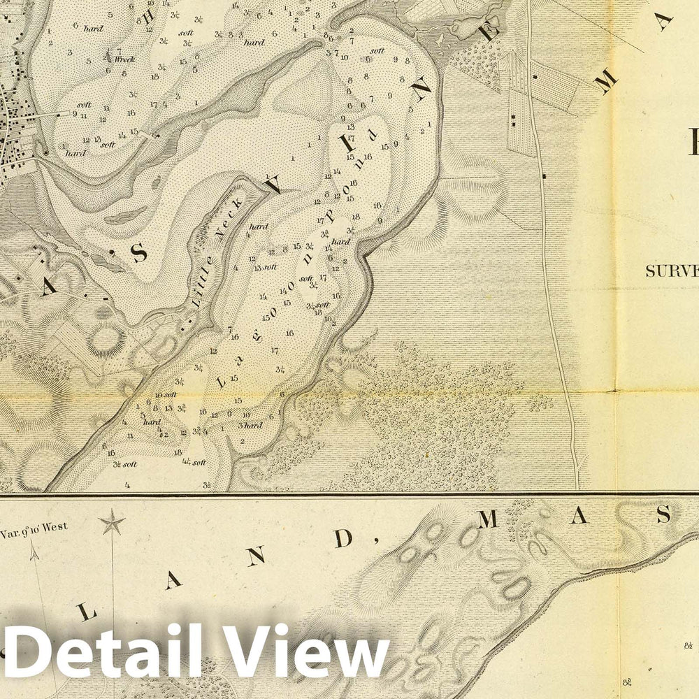 Historic Map : Chart Atlas - 1847 Holmes' Hole, Tarpaulin Cove. - Vintage Wall Art
