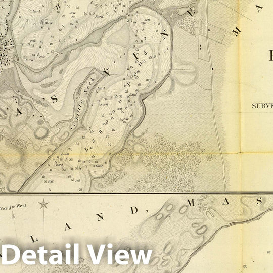 Historic Map : Chart Atlas - 1847 Holmes' Hole, Tarpaulin Cove. - Vintage Wall Art