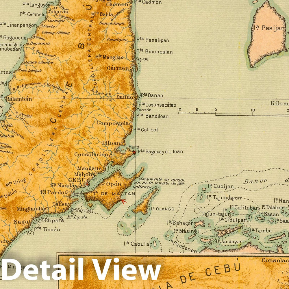 Historic Map : National Atlas - 1899 No. 22. Cebu. - Vintage Wall Art