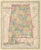 Historic Wall Map : 1859 Alabama. v2 - Vintage Wall Art