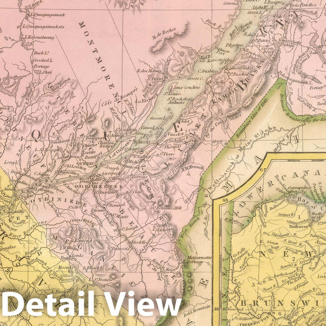 Historic Map : 1845 Canada East. - Vintage Wall Art