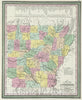 Historic Map : 1855 A new map of Arkansas - Vintage Wall Art