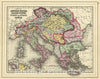 Historic Map - 1890 Austrian Empire, Italy, Turkey in Europe, Greece. - Vintage Wall Art