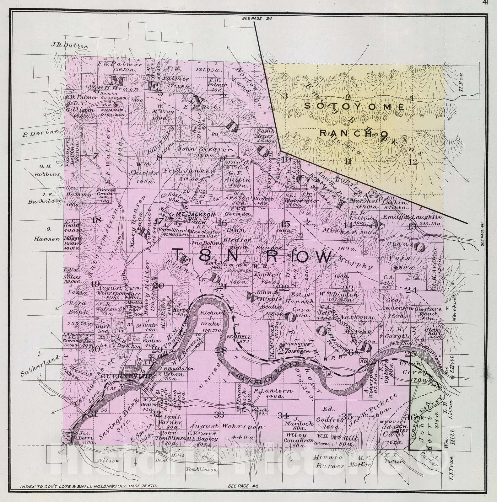 Historic Wall Map : 1898 8 N, 10 W. - Vintage Wall Art