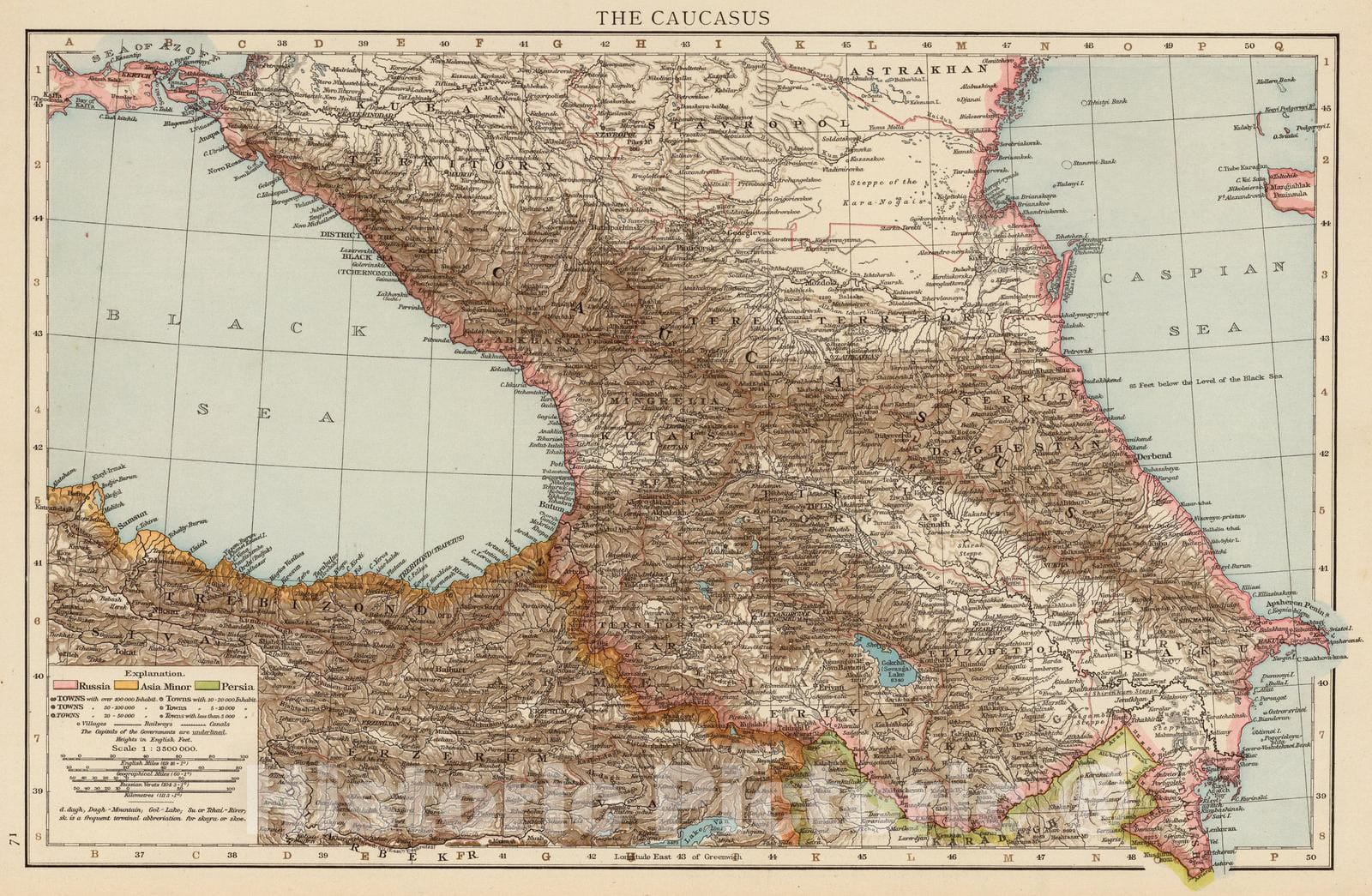 Historic Map : 1895 Caucasus. - Vintage Wall Art