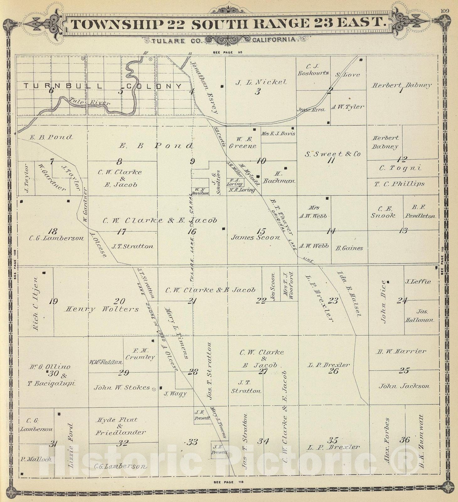 Historic Map : 1892 T.22S R.23E. - Vintage Wall Art