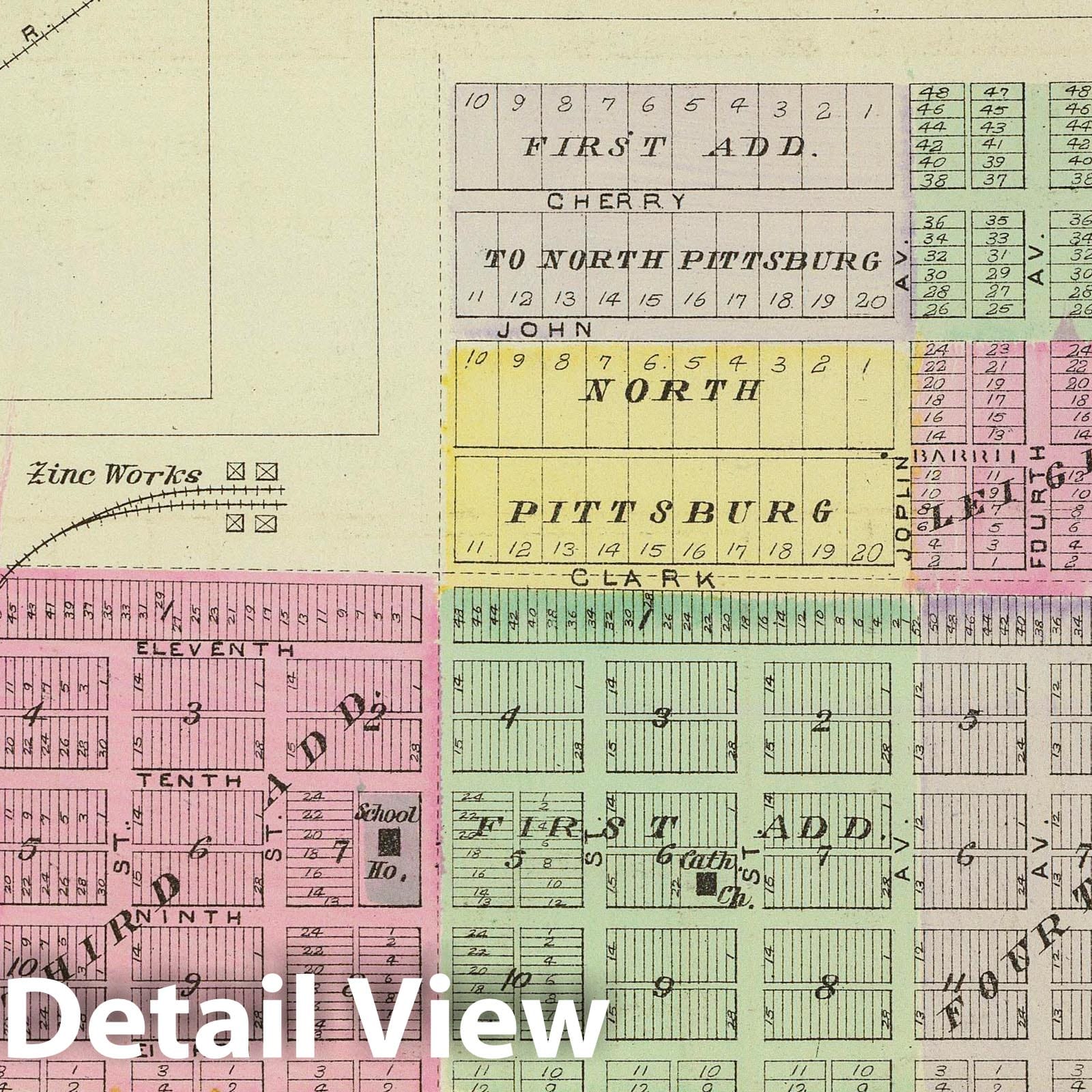 Historic Map : 1887 Pittsburg, Walnut, Beulah, Lichfield, Warren's Subdivision, Coalvale. - Vintage Wall Art