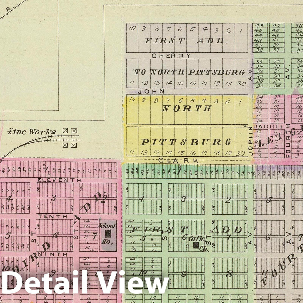 Historic Map : 1887 Pittsburg, Walnut, Beulah, Lichfield, Warren's Subdivision, Coalvale. - Vintage Wall Art
