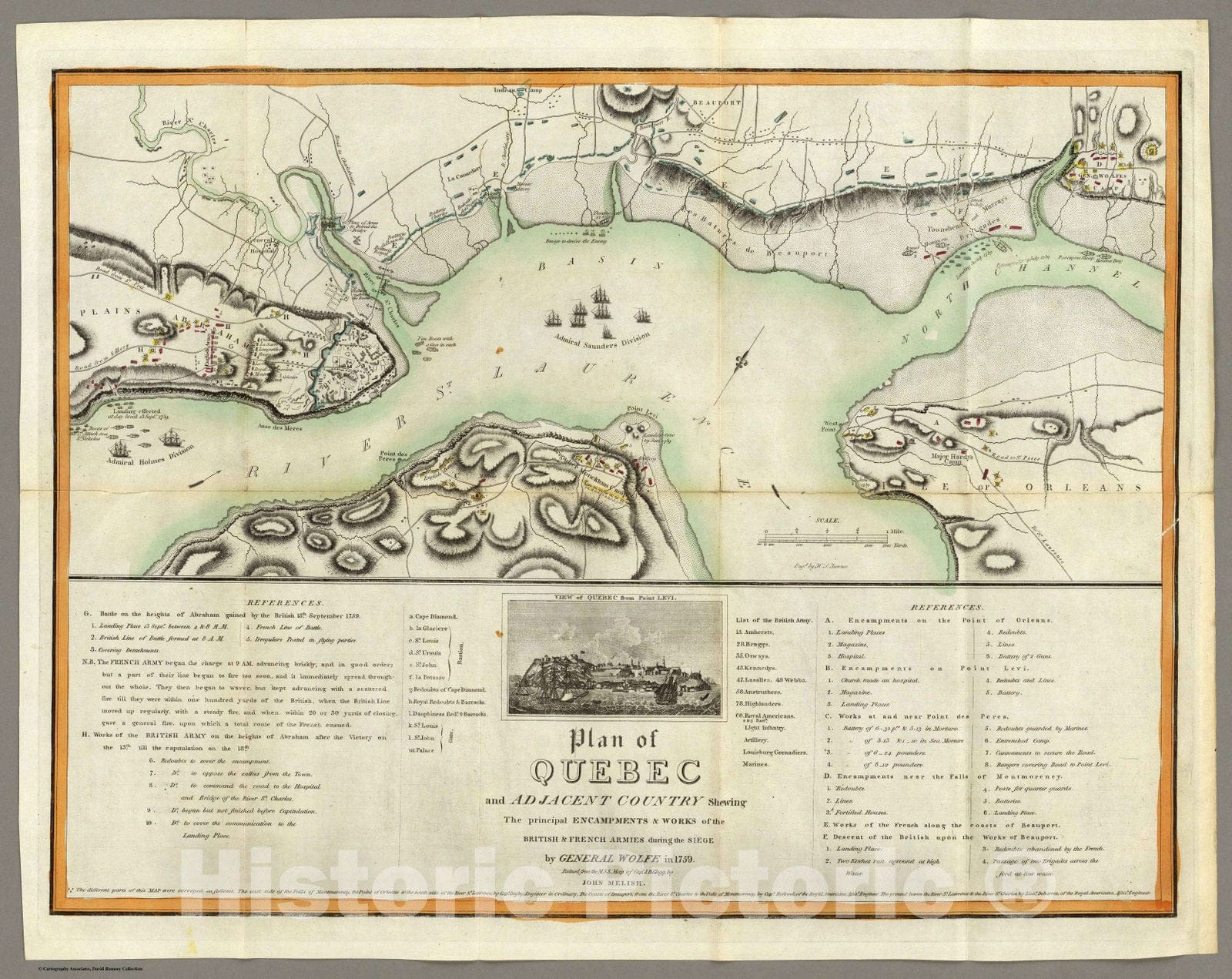 Historic Map : National Atlas - 1815 Plan of Quebec and Adjacent Country. - Vintage Wall Art