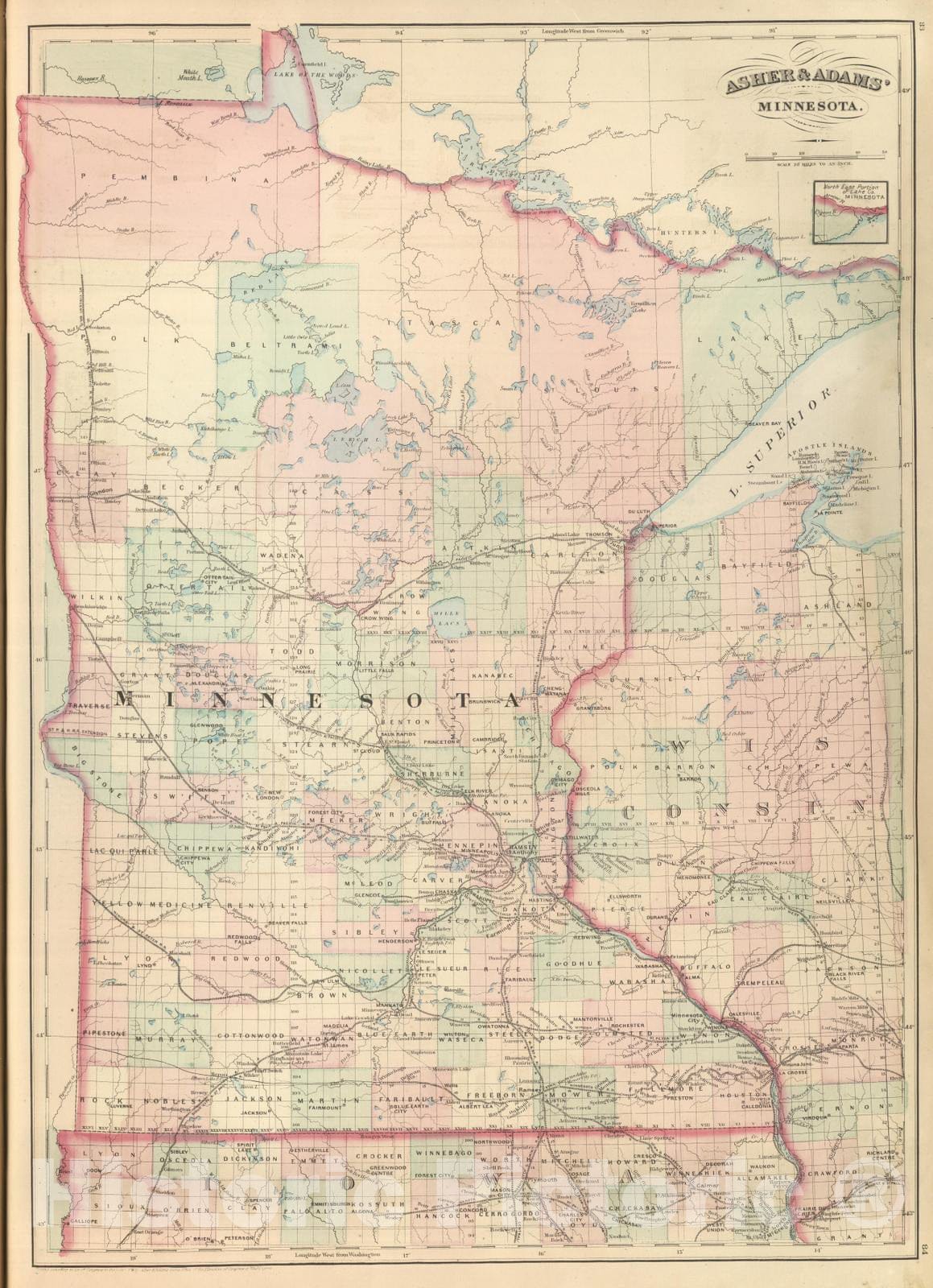 Historic Map : Commercial Reference Book - 1875 Minnesota. - Vintage Wall Art