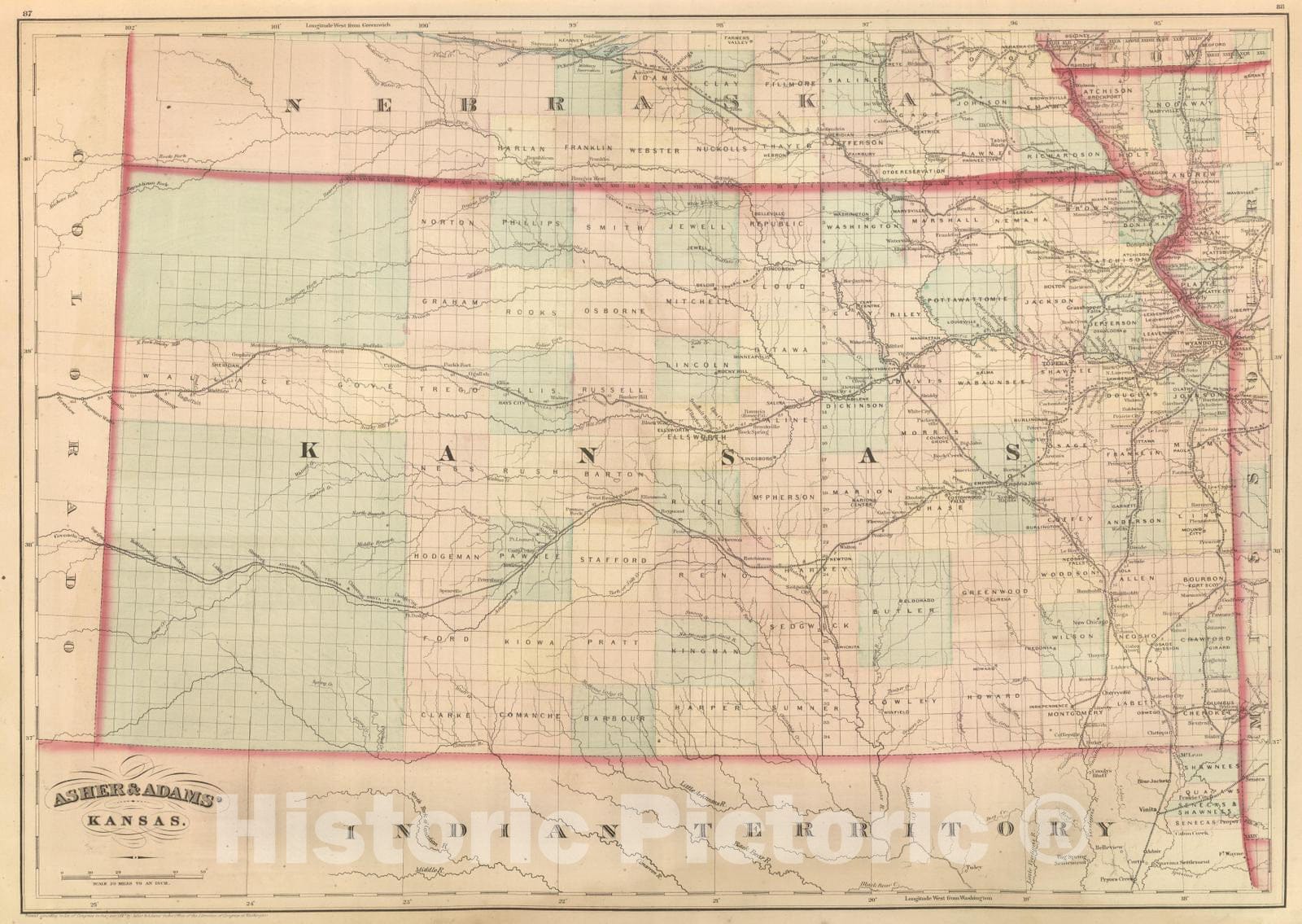 Historic Map : Commercial Reference Book - 1875 Kansas. - Vintage Wall Art