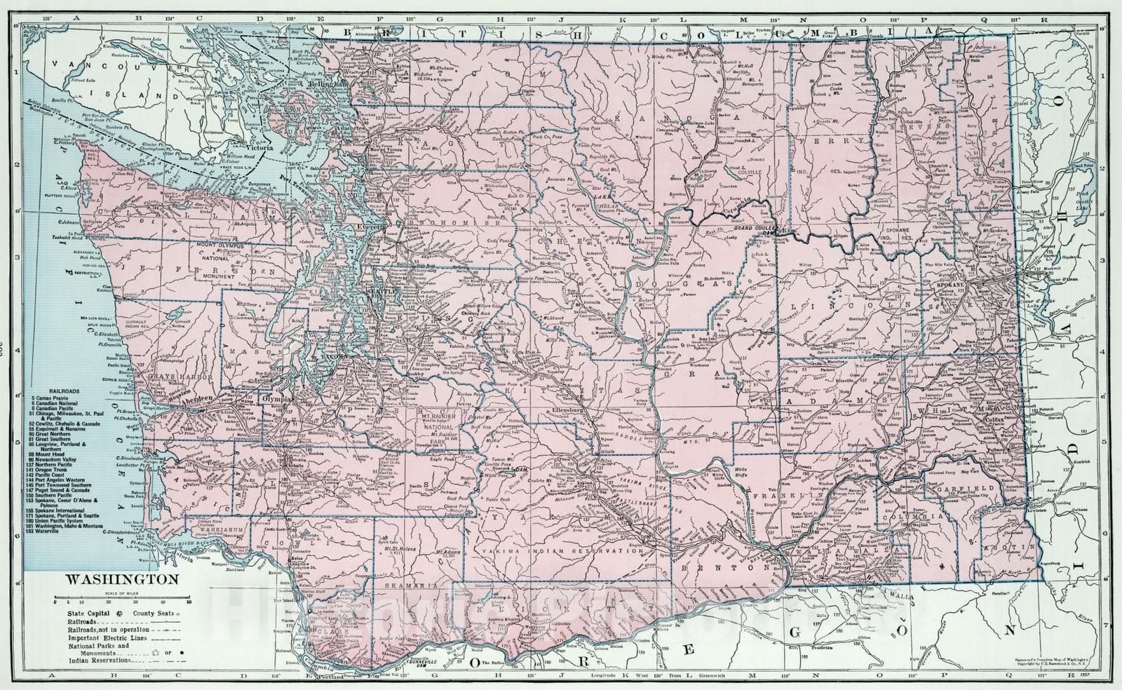 Historic Map : 1948 Washington. - Vintage Wall Art