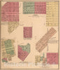 Historic Map : 1874 Raymond. Hardinsburg. Leesburg (Zanesville). Butler. Vanburensburg, Montgomery County, Illinois. - Vintage Wall Art