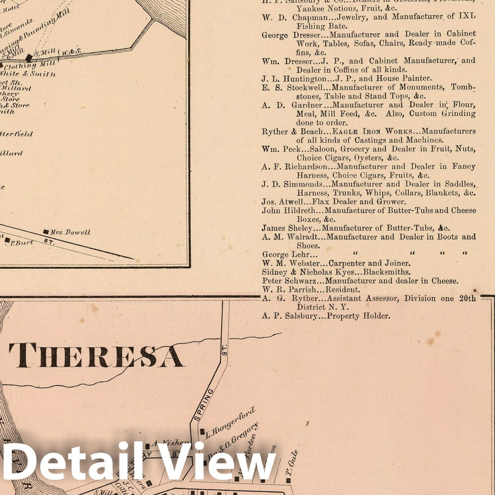 Historic Wall Map : 1864 Redwood. Theresa. Spagues Cors. Omar. Alexandria Bay, New York. - Vintage Wall Art