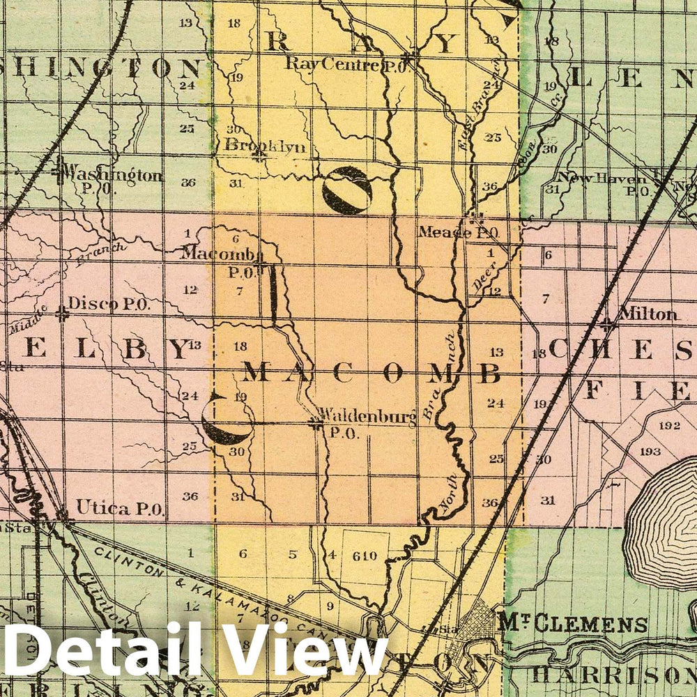 Historic Map 1873 (Map of County, Michigan) Vintage Wall Ar