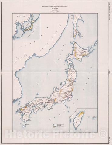 Historic Map : Geologic Atlas - 1913 Japan. Coal Resources of the World. - Vintage Wall Art