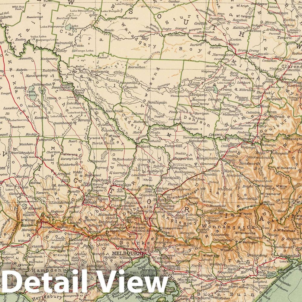 Historic Map : Australia, New South Wales 1929 168. Australia di Sud-est. , Vintage Wall Art