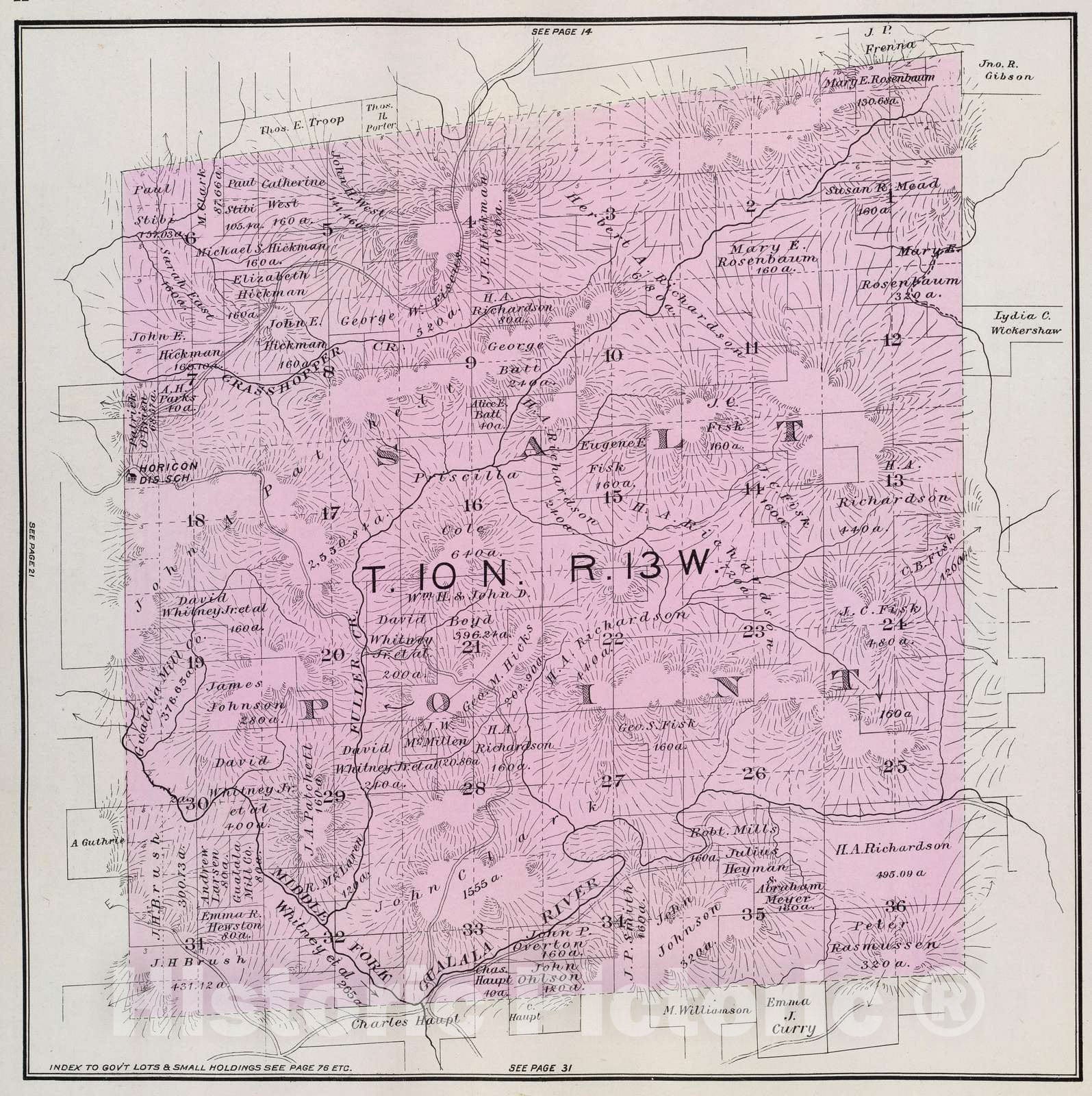 Historic Map : 1898 10 N, 13 W. - Vintage Wall Art