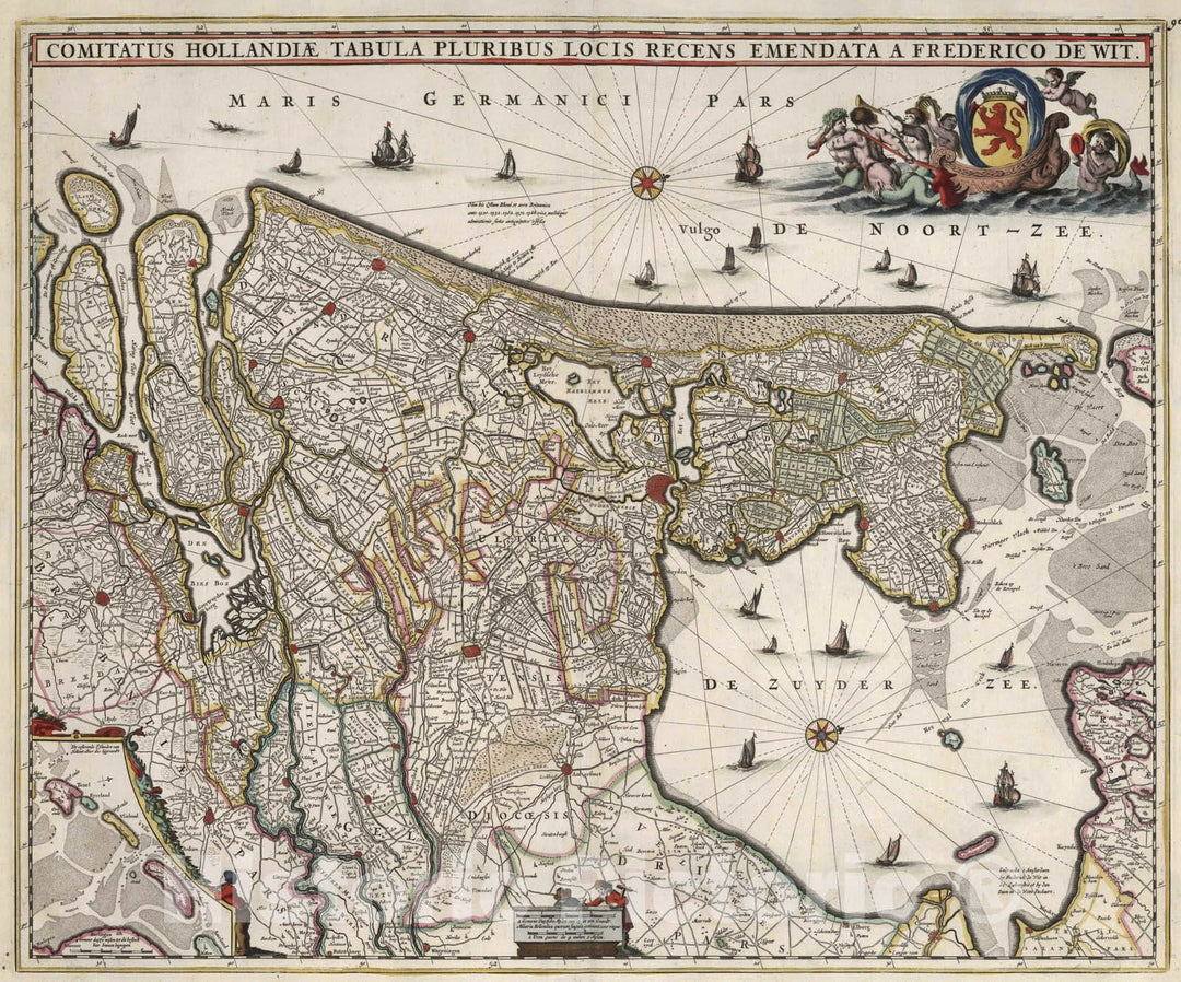 Historic Map : Netherlands, 1682 Comitatus Hollandiae Tabula Pluribus ...