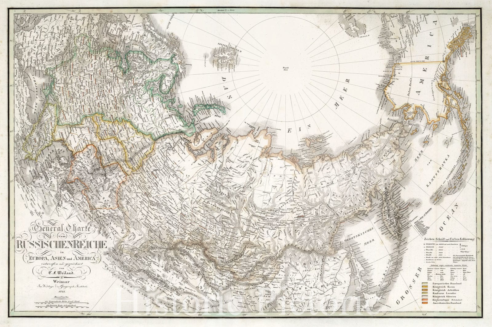 Historic Map : Russia, 1841 Russischen Reiche. Russian Empire. , Vintage Wall Art