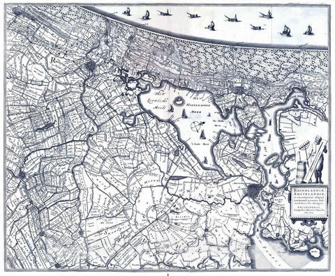 Historic Map : Amsterdam (Netherlands) 1629 Rhinolandiae Amstelandiae. , Vintage Wall Art
